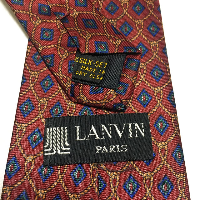 LANVIN(ランバン)の美品 LANVIN ネクタイ レッド 暗め 細身 メンズのファッション小物(ネクタイ)の商品写真