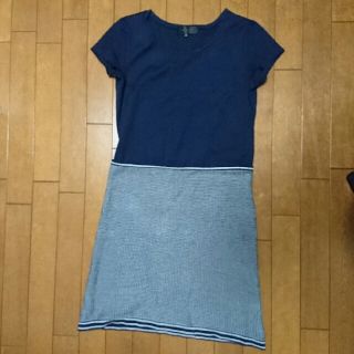 アンタイトル(UNTITLED)のUNTITLED半袖ワンピース紺2号美品(ひざ丈ワンピース)