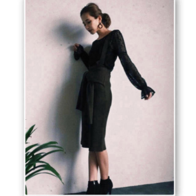 rienda(リエンダ)の今期 新作❤️リエンダ❤️サスペンダータイJ/Wニットミディスカート レディースのスカート(ひざ丈スカート)の商品写真