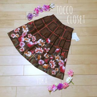 トッコ(tocco)のトッコクローゼット グレンチェック パネルフラワー スカート(ひざ丈スカート)