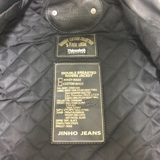 jinho jeans ライダース 本革 美品 メンズのジャケット/アウター(ライダースジャケット)の商品写真