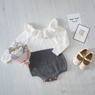 Sale!!! ロンパース ケーブル編み 80サイズ ベビー キッズ 新品 