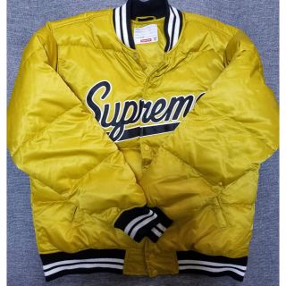 シュプリーム(Supreme)の16AW Script Varsity Puffy Jacket  イエローM(スタジャン)