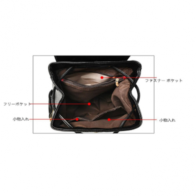 レディース リュックサック  PUレザー ブラック レディースのバッグ(リュック/バックパック)の商品写真