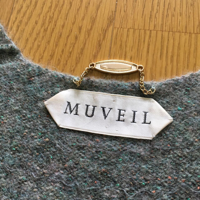 MUVEIL WORK(ミュベールワーク)のミュベール 切替ニットワンピース グリーン レディースのワンピース(ひざ丈ワンピース)の商品写真