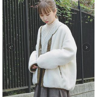 ダブルクローゼット(w closet)の新品未使用 ダブクロ ボア×ひょうたんキルティングブルゾン(ブルゾン)