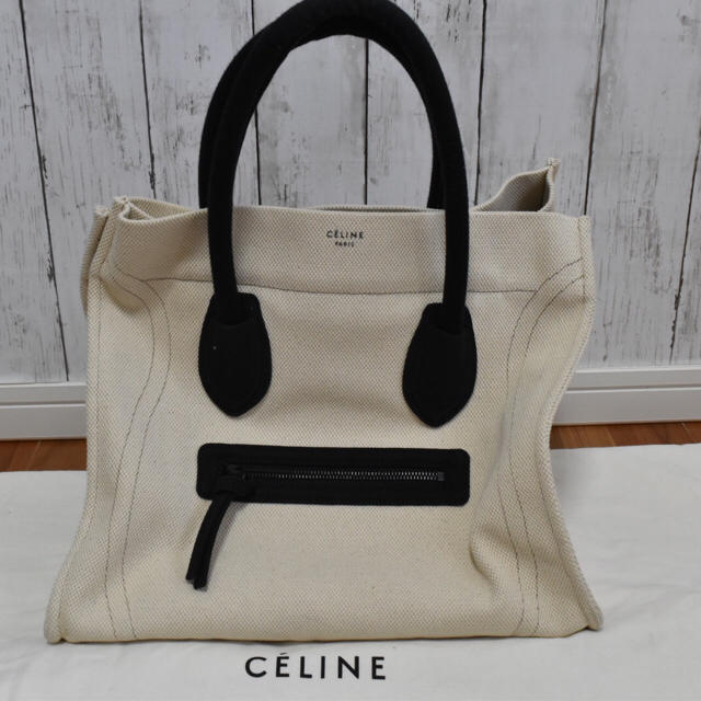 celine(セリーヌ)のセリーヌ CELINE  ラゲージスクエアファントム アイボリー×黒 キャンバス メンズのバッグ(トートバッグ)の商品写真