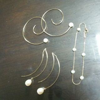 ジュエリーツツミ(JEWELRY TSUTSUMI)の淡水パール★ピアス&ブレス3点セット★K10(ピアス)