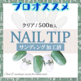 時間短縮！サンディング加工済 ネイルチップ 500枚セット(10サイズ各50枚)(つけ爪/ネイルチップ)