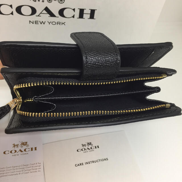 COACH - COACH コーチ ブラック 折り財布 二つ折り財布 黒の通販 by