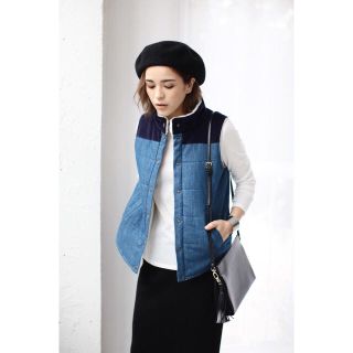 アズールバイマウジー(AZUL by moussy)の【2016AW】完売♡裏ボアスタンドデニムベスト(ダウンベスト)