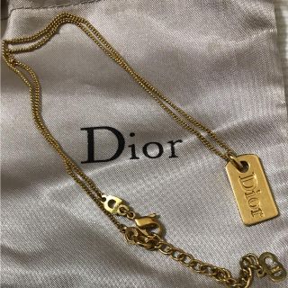 Christian Dior - Christian Dior ロゴプレートネックレスの通販 by