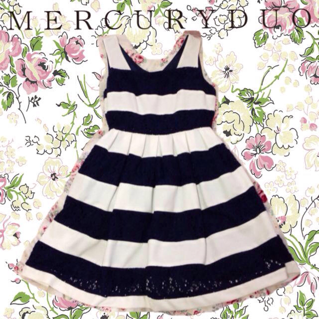 MERCURYDUO(マーキュリーデュオ)のまいまい着用♡ボーダーボリュームOP レディースのワンピース(ミニワンピース)の商品写真