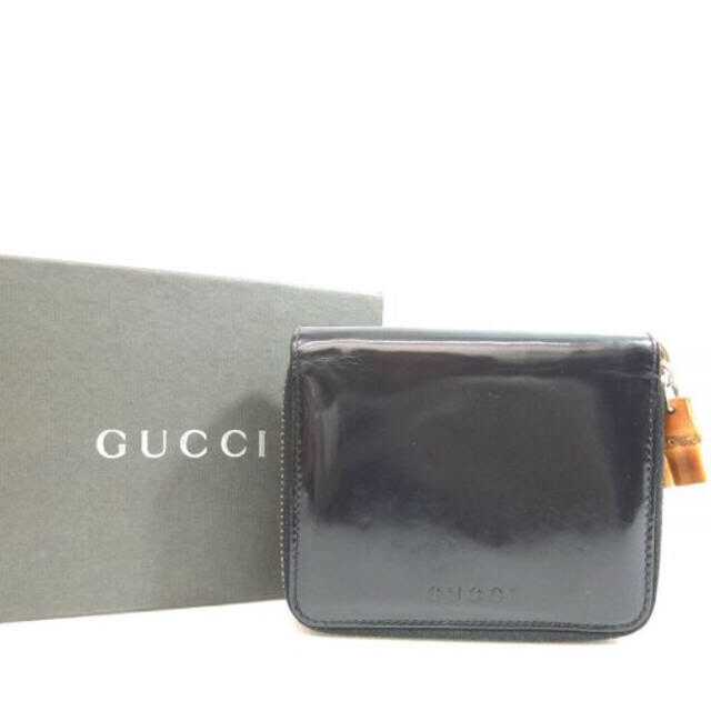 Gucci Gucci グッチ バンブー エナメル ラウンドジップ 二つ折り財布