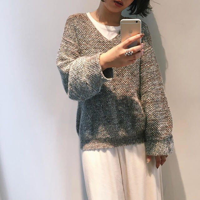 GREED(グリード)のmaaa♡様専用♡GREED♡TWEED KNIT LONG VNECK♡ レディースのトップス(ニット/セーター)の商品写真