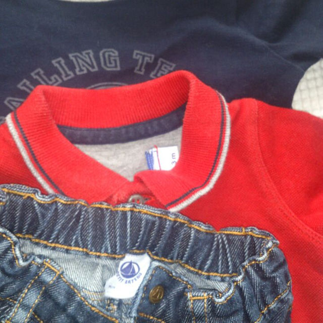 PETIT BATEAU(プチバトー)の60～70㎝ プチバトー マリン柄 ３点セット キッズ/ベビー/マタニティのベビー服(~85cm)(その他)の商品写真