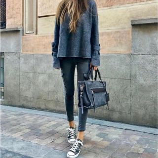 ザラ(ZARA)のZARA 袖リボンニット グレー M(ニット/セーター)