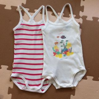 プチバトー(PETIT BATEAU)のキャミロンパ2枚セット 値下げ(ロンパース)