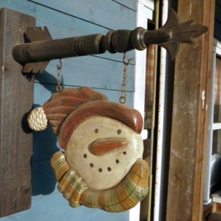 スノーマンの吊り下げ木製サインボード(その他)