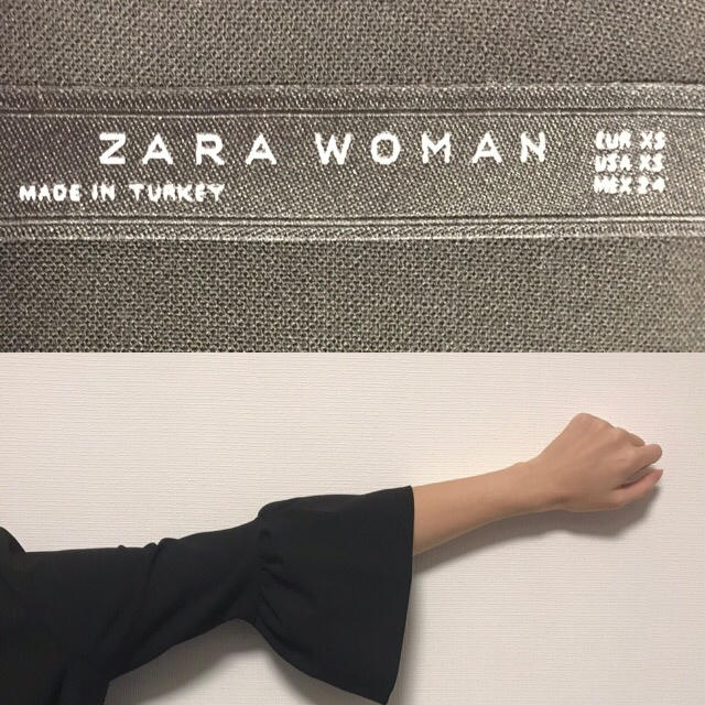 ZARA(ザラ)のRika様お取置き→ZARA 袖フリル付きblackワンピース レディースのワンピース(ミニワンピース)の商品写真