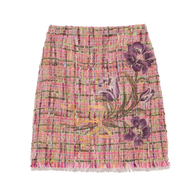 Lily Brown(リリーブラウン)のLily brown ツイード刺繍台形スカート レディースのスカート(ミニスカート)の商品写真