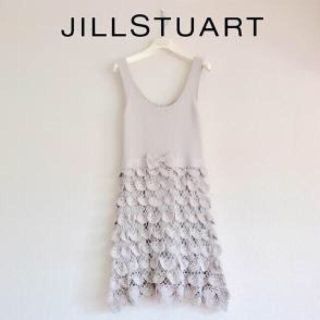 ジルスチュアート(JILLSTUART)の【雑誌掲載・お値下げ！【新品】ジルスチュアート かぎ編みニットワンピース(ミニワンピース)