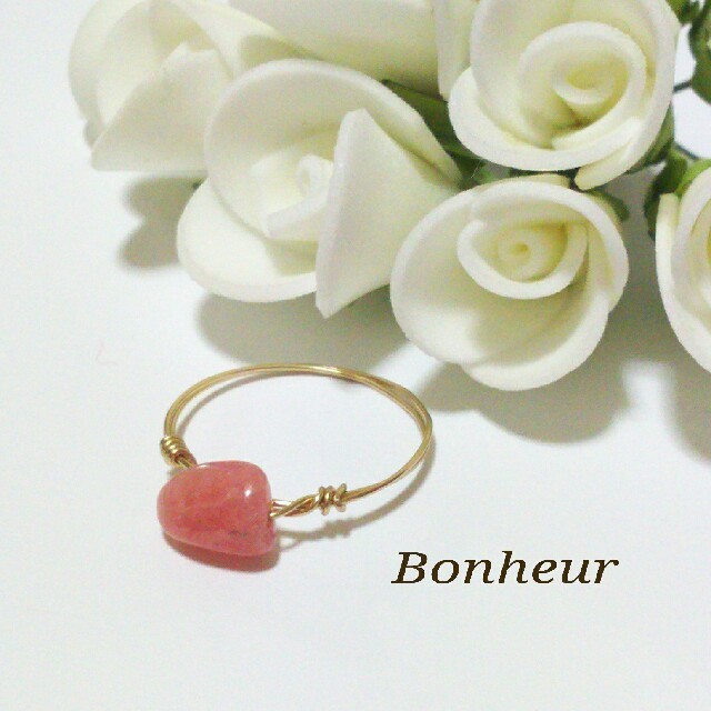 【Bonheur】上品&キュート♡ 10kgf インカローズ ワイヤーリング ハンドメイドのアクセサリー(リング)の商品写真