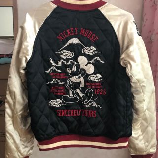 ディズニー ミッキーマウス スカジャン リバーシブル 刺繍 ラメ 希少 レア-