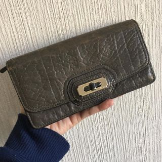 コーチ(COACH)のCOACH 長財布 グレー  ターンロック 中古(財布)