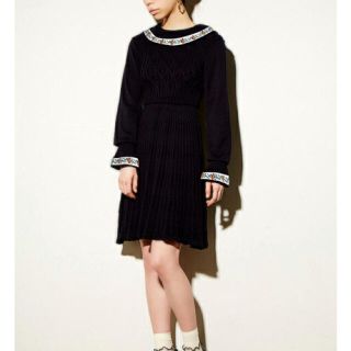 パメオポーズ(PAMEO POSE)のPAMEOPOSE FIRE CARNATION KNIT DRESS 新品 紺(ニット/セーター)