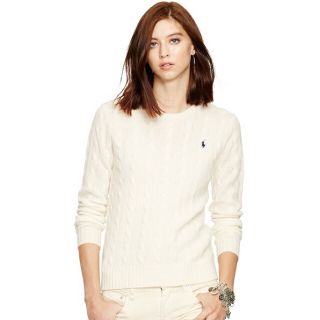 ポロラルフローレン(POLO RALPH LAUREN)のPOLO ラルフローレン レディース ウール カシミヤ セーター クリーム S(ニット/セーター)