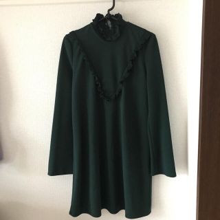 ザラ(ZARA)のZARA  フリルネックワンピース(ミニワンピース)