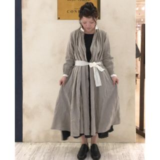 nest Robe リネンクレリックワンピース ブラックリネン www