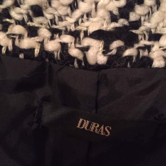 DURAS未使用パール付きツィードノーカラージャケット