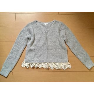 プロポーションボディドレッシング(PROPORTION BODY DRESSING)のプロポーションボディドレッシング♡ラメニット花柄レース付きニット♡グレー新品(ニット/セーター)