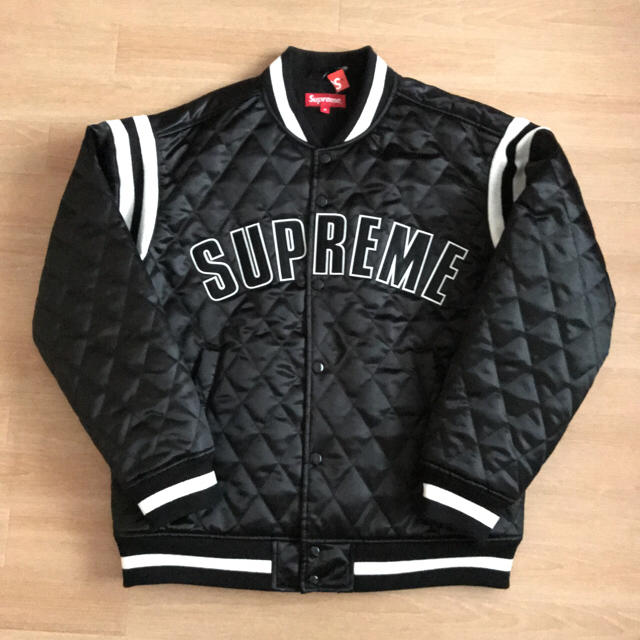 supreme Quilted Satin Varsity Jacket