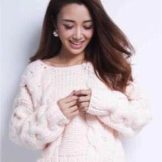 エイミーイストワール(eimy istoire)のeimy istoire hand cable knit ハンド ニット ピンク(ニット/セーター)