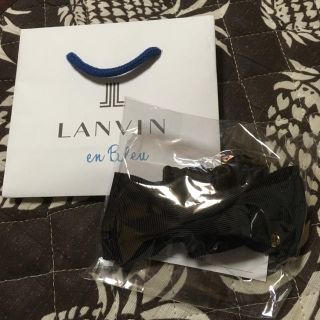 ランバンオンブルー(LANVIN en Bleu)のランバンオンブルー リボン シュシュ ブラック 新品(ヘアゴム/シュシュ)