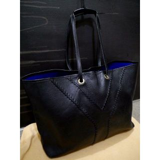 サンローラン(Saint Laurent)の希少カラー21万◆YSL サンローラン ネオダブル レザー トート バッグ 黒青(トートバッグ)