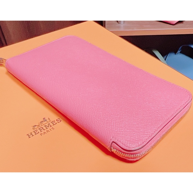 エルメス ローズアザレ ☆アザップ シルクイン 財布ピンク本物エプソン