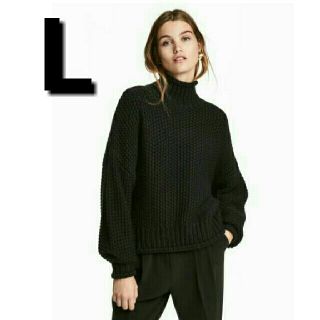 エイチアンドエイチ(H&H)の黒 Lサイズ 新品未使用 H&M チャンキーニット インスタ(ニット/セーター)