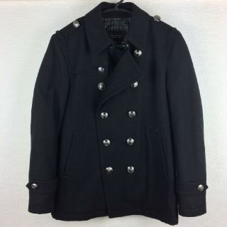 バーバリーブラックレーベル(BURBERRY BLACK LABEL)の美品 BURBERRY BLACK LABEL メルトンピーコート ブラック M(ピーコート)