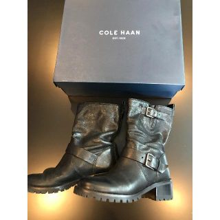 コールハーン(Cole Haan)の◆コールハーン　レザー　エンジニアブーツ　ブラック　22㎝　美品◆(ブーツ)