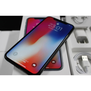 アップル(Apple)のiPhoneX 64GB スペースグレイ SIMフリー ほぼ未使用(スマートフォン本体)