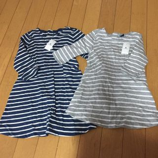 ベビーギャップ(babyGAP)のbabygap    ボーダーワンピース グレー(ワンピース)