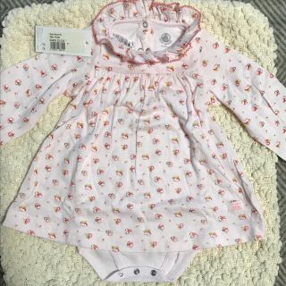 プチバトー(PETIT BATEAU)の《新品・タグ付き》プチバトー 花柄 長袖ボディ ボディドレス 18M81cm(ロンパース)