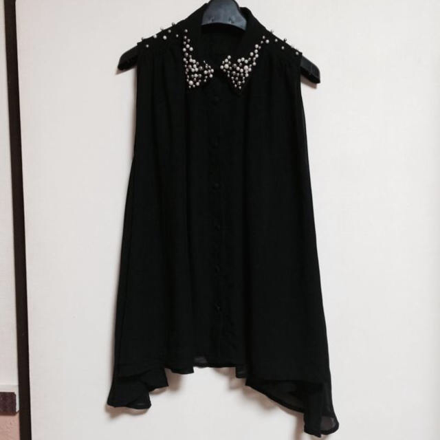 MURUA(ムルーア)のシフォンシャツ 黒 レディースのトップス(シャツ/ブラウス(半袖/袖なし))の商品写真