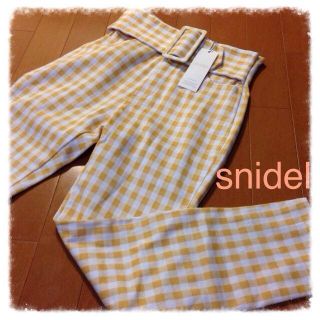 スナイデル(SNIDEL)のパステルイエローギンガムパンツ♡(サルエルパンツ)