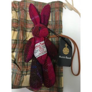 ハリスツイード(Harris Tweed)のタグ付き☆ハリスツイード☆うさぎチャームストラップ(キーホルダー)