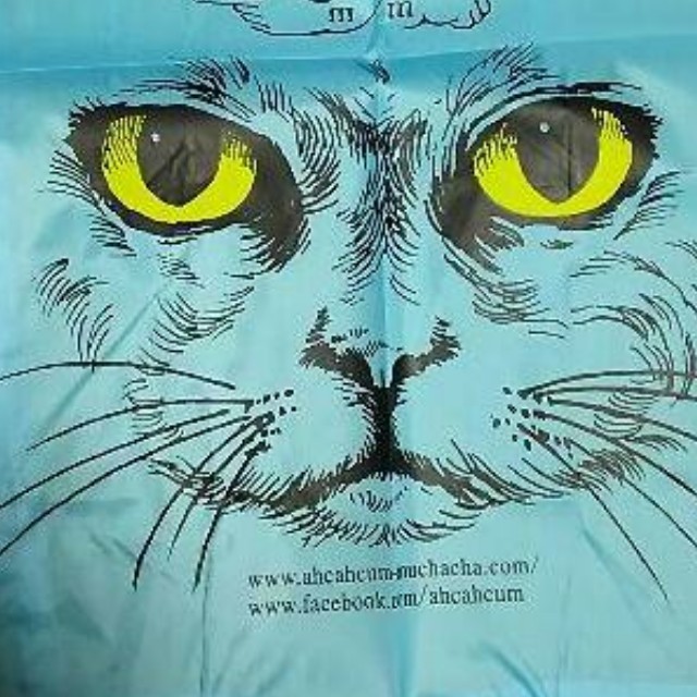 AHCAHCUM.muchacha(アチャチュムムチャチャ)のあちゃちゅむ ブルー エコバッグ 購入 ノベルティ 非売品 ねこ 猫 ネコ レディースのバッグ(エコバッグ)の商品写真